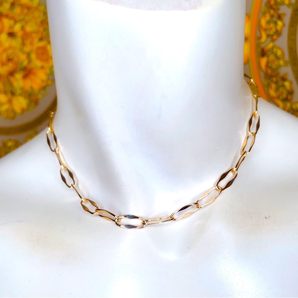 Gold link choker 12 - 15” necklace chain